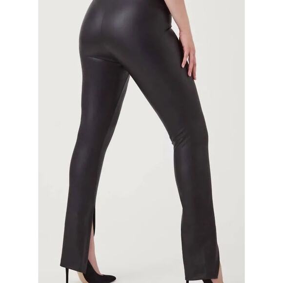 Spanx Leather-Like Front Slit Pant Luxe Black Size 2X - Picture 2 of 10